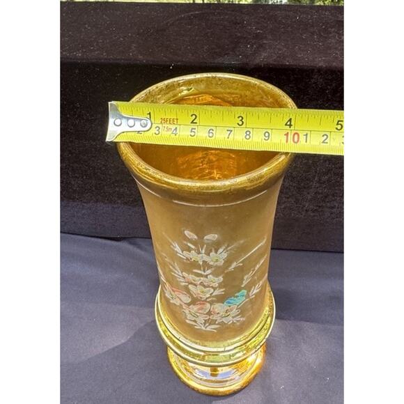 Gold Czech Bohemia Egermann Blown Glass Hand Painted Gold Gilt Vase - Picture 10 of 13